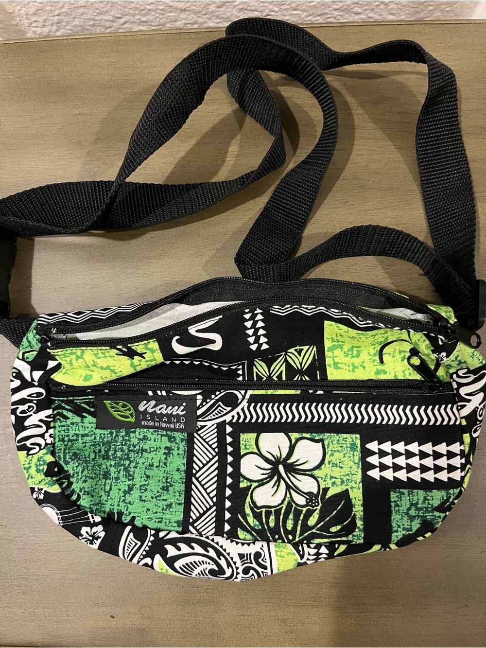 Maui Island Green Floral Patchwork Crossbody Bag